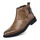 DMGYCK Men's Leather Dress Chelsea Boots Pointed Toe Inner Zipper Adjustable Business Formal Chukka Boots Non-Slip Casual Booties (Color : Brown, Size : 10 UK)