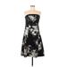 Ann Taylor Cocktail Dress - Party Open Neckline Sleeveless: Black Print Dresses - Women's Size 6