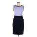 Lands' End Casual Dress - Sheath High Neck Sleeveless: Purple Print Dresses - Women's Size 6