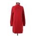 Toad & Co Casual Dress - Sweater Dress High Neck Long sleeves: Red Solid Dresses - Women's Size Small