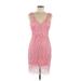 BB Dakota Casual Dress - Sheath V-Neck Sleeveless: Pink Print Dresses - New - Women's Size 6