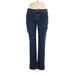 Lands' End Jeans - Mid/Reg Rise Boot Cut Boyfriend: Blue Bottoms - Women's Size 14 - Indigo Wash