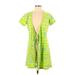 Lilly Pulitzer Casual Dress - Mini Plunge Short sleeves: Green Stripes Dresses - Women's Size Small