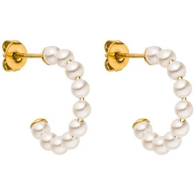 Paar Creolen PURELEI "Schmuck Geschenk Pure Soul Ohrringe, 23171", gold (gelbgoldfarben, weiß), Ohrringe, Damen, Edelstahl-Perlen, Edelstahl, Perlen, mit Muschelperle Image