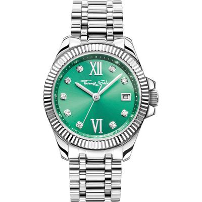 Quarzuhr THOMAS SABO "DIVINE", silber (silberfarben, grün), Armbanduhren, Damen, Armbanduhr,Damenuhr,Mineralglas m. Saphirbeschichtung,Edelstahlarmband Image