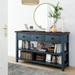 3-drawer Retro Design Console Table With Two Open Shelves,Pine Solid Wood Frame and Legs