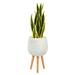 3' Sansevieria Artificial Plant in White Planter with Stand - 19"