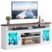 Moasis 70" Farmhouse Highboy TV Stand LED Lighting Entertainment Center for Living Room