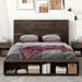 King Size Wood Platform Bed with Storage Bench in Walnut