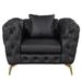 44" Modern Sofa Couch PU Upholstered Sofa with Sturdy Metal Legs, Button Tufted Back, Single Sofa Chair, Black