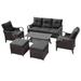 6 Pcs Outdoor Sectional Sofa With Reclining Backrest