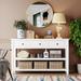 3-drawer Console Table With Two Open Shelves,Pine Solid Wood