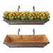 24 inch 2 Pack Window Boxes with Coco Liners , Garden Trough Black Metal Hanging Window Basket Planter