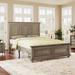 Grey Town & Country King Panel Bed, Traditional Wood Bed Frame w/Fretwork Accents Headboard & Footboard, No Box Spring Needed