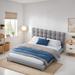 Full Size Velvet Platform Bed with Soft Headboard, Upholstered Bed with Support Legs, Wooden Bed for Bedroom, Grey