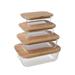 4-Piece Set, High Borosilicate Glass Food Storage Containers with Eco-Friendly Bamboo Lids - Microwave, Oven, Dishwasher Safe.