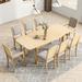 9-Piece Rustic Dining Set, 84" Extendable Table with 24" Removable Leaf, 6 Armless Chairs and 2 Arm Chairs with Padded Seat