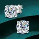 1CT Round Cut Moissanite Stud Earrings D Color Diamond with GRA 925 Sterling Silver Earrings Studs