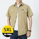 Summer Mens Military Short Sleeve Cargo Shirt 5XL Plus Size Thin Lapel Cotton Breathable Loose Tops