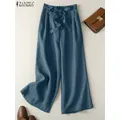 ZANZEA 2023 pantaloni autunno donna caftano pantaloni gamba larga vita alta Pantalon cintura Palazzo