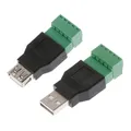 USB 2.0 Type A Male/Female to 5P Screw w/ Shield Terminal Plug Adapter Connector