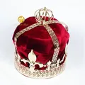 Rot Samt König Tiara Diadem Große 9 "Kronen Handgemachte Österreichischen Strass Haar Zubehör Parade