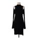 BCBGMAXAZRIA Cocktail Dress Mock Long sleeves: Black Solid Dresses - Women's Size Large