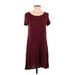 Mossimo Supply Co. Casual Dress - Mini Scoop Neck Short sleeves: Burgundy Print Dresses - Women's Size Small