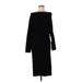 Banana Republic Casual Dress - Midi Off The Shoulder 3/4 sleeves: Black Solid Dresses - Women's Size Large