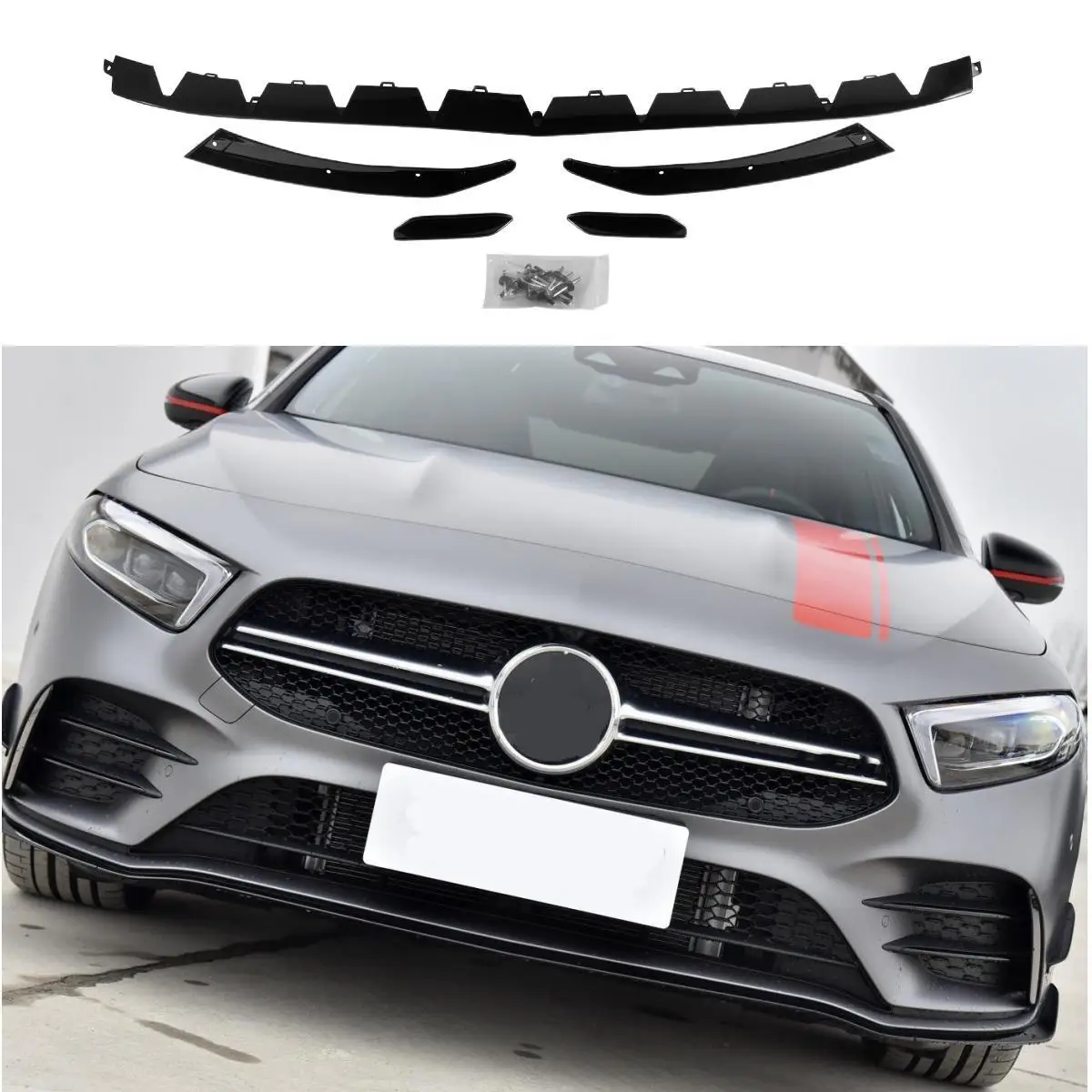 Auto Paraurti Anteriore Labbro Mento Spoiler Splitter Body Kit Trim Copertura Per Mercedes Benz Classe A A35 A35L AMG W177 A177 A180 A200 A220