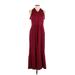 Caslon Casual Dress - A-Line V Neck Sleeveless: Burgundy Print Dresses - Women's Size Large