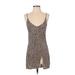 Reformation Casual Dress - Mini Plunge Sleeveless: Brown Leopard Print Dresses - Women's Size Small