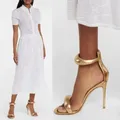 Nuovo marchio di lusso da donna stile semplice con tacchi sottili tacchi alti scarpe grandi sandali