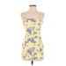 Forever 21 Casual Dress - Bodycon Square Sleeveless: Yellow Print Dresses - Women's Size Small