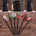 Handgemachte Perlen Blume Haarnadeln Haar Sticks Vintage Holz Chinesischen Stil Haar Stick Pins Für