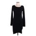 Leith Cocktail Dress Scoop Neck Long sleeves: Black Solid Dresses - Women's Size Large