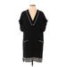 Lush Casual Dress - Shift V Neck Short sleeves: Black Solid Dresses - Women's Size Medium