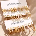 17KM Gold Farbe Perle Hoop Ohrringe Set für Frauen Mädchen Vintage Twist Kreis Geometrie Ohrring