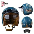 Helm Motorrad offenes Gesicht Helm Männer Frauen Retro Helm Doppel linse Punkt genehmigt Moto Helm