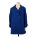 Anne Klein Wool Coat: Mid-Length Blue Solid Jackets & Outerwear - Women's Size 2X