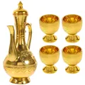 Turkish Coffee Pot Set Vintage Wine Glasses Jug Exquisite Tea Pot Golden Wine Decanter Glasses Altar