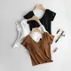 Cotton Short-Sleeve T-Shirt Chest Pads Women's Summer One-Piece Sleep Tops V-Neck Outer Wear Slim