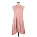 Vibe Sportswear Casual Dress - Mini High Neck Sleeveless: Pink Solid Dresses - Women's Size Medium