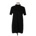 Zara Casual Dress - Mini High Neck Short sleeves: Black Solid Dresses - Women's Size Large