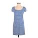 Susana Monaco Casual Dress - Shift Scoop Neck Short sleeves: Blue Stripes Dresses - Women's Size Small