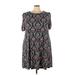 Ann Taylor LOFT Casual Dress - A-Line High Neck Short sleeves: Black Dresses - Women's Size 24