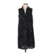 Eileen Fisher Casual Dress - Shift V Neck Sleeveless: Black Dresses - Women's Size X-Small