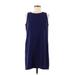 Ann Taylor LOFT Casual Dress - Mini High Neck Sleeveless: Blue Print Dresses - Women's Size 8