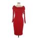 Fashion Nova Cocktail Dress - Sheath Cowl Neck 3/4 sleeves: Red Print Dresses - Women's Size Large