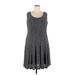 Nine West Casual Dress - A-Line: Gray Chevron/Herringbone Dresses - Women's Size 18